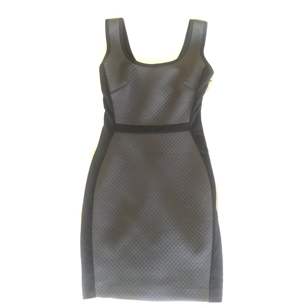 Fitted Black & Grey Dress with Quilted Detail